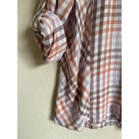 Cabi Legacy Shirt Size Large Gingham White Pink Button Up Rayon Collared Shirt # - Picture 7 of 8